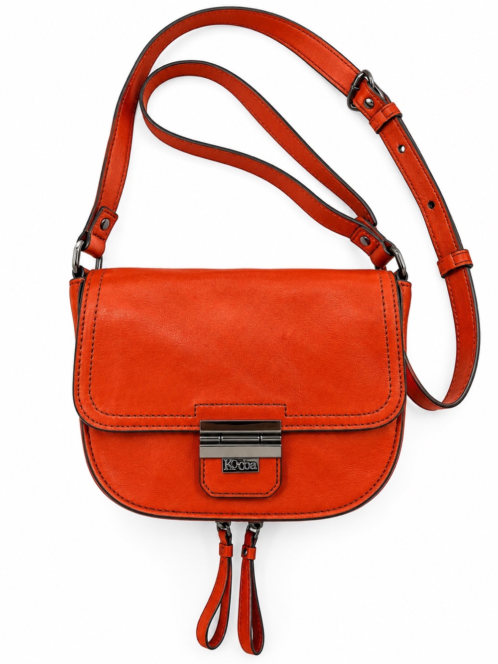 Kooba Burnt Orange Leather Saddle Crossbody Bag Boho Western Y2K